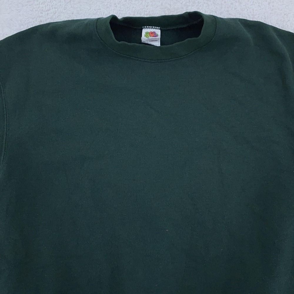 Vintage 90s Dark Green Fruit of the Loom‎ Sweatshirt Mens Large Blank Crewneck